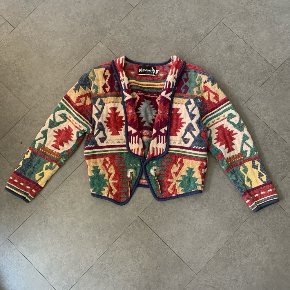 Vintage Tapestry Cardigan - Southwestern Pattern